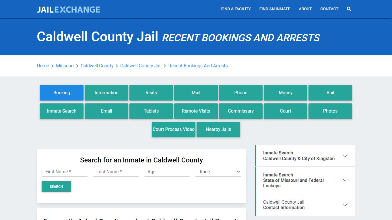 Caldwell County Jail MO Recent Arrests and Bookings - Jail Exchange